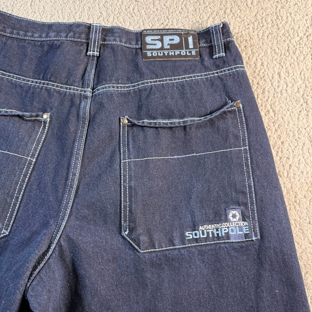 Southpole Mens Baggy Denim Carpenter Shorts Indigo Blue Y2K Hip Hop Size 38